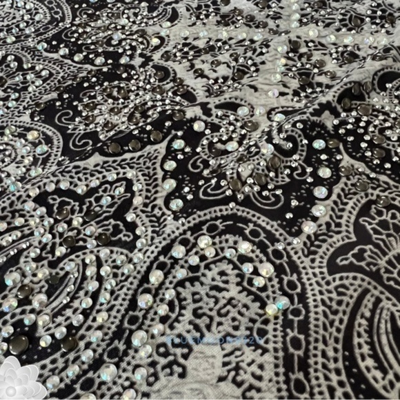 Vintage Party Dress Stretch Embellished Batwing Sleeves L - Picture 8 of 11